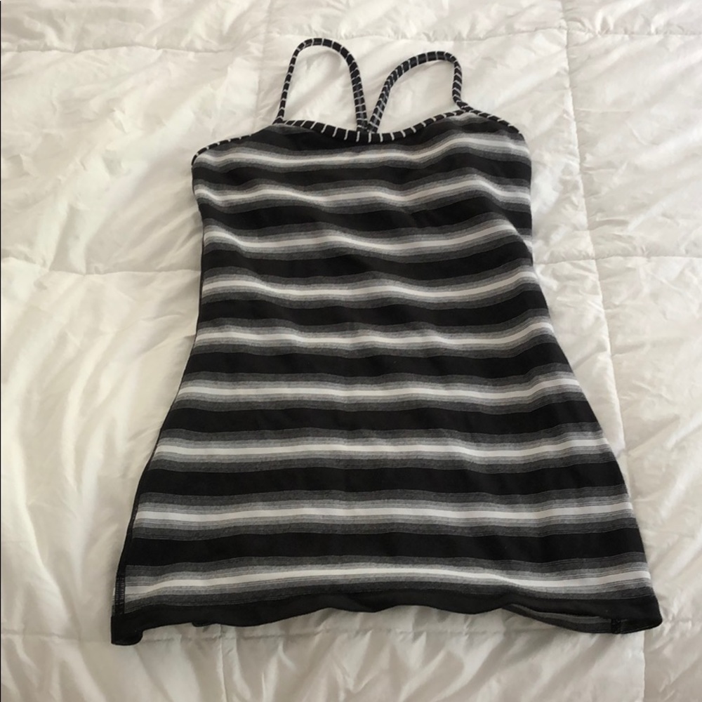 Black and white striped Lululemon tank top